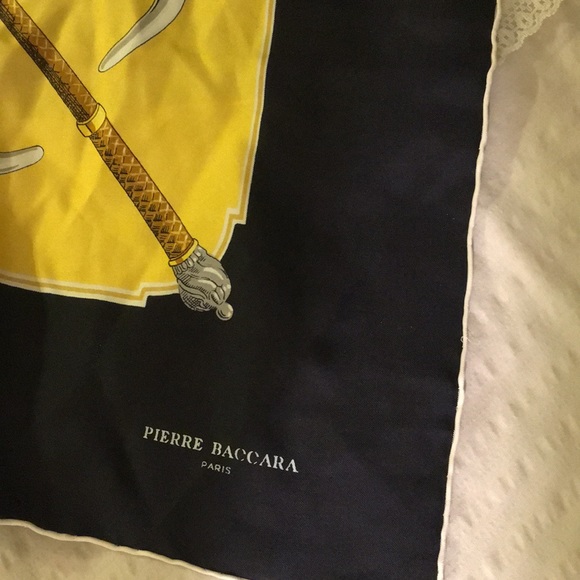 Blue and gold Pierre Baccara Paris silk scarf - Picture 3 of 4